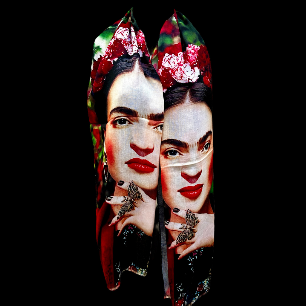 Schal, Frida Kahlo Motiv, schwarz