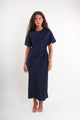 ELEGANT SHORT-SLEEVED DRESS WITH DRAPING