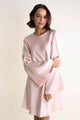 SATIN DRESS WITH FLARED SLEEVES