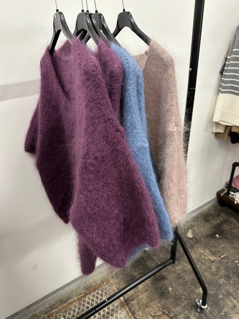Mohairpullover, V-Ausschnitt, Halbarm