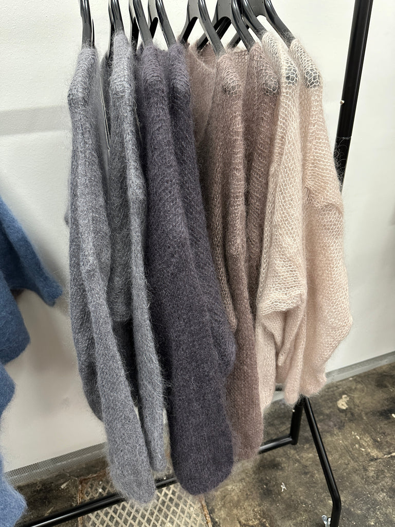 Mohair Pullover langarm, V-Ausschnitt