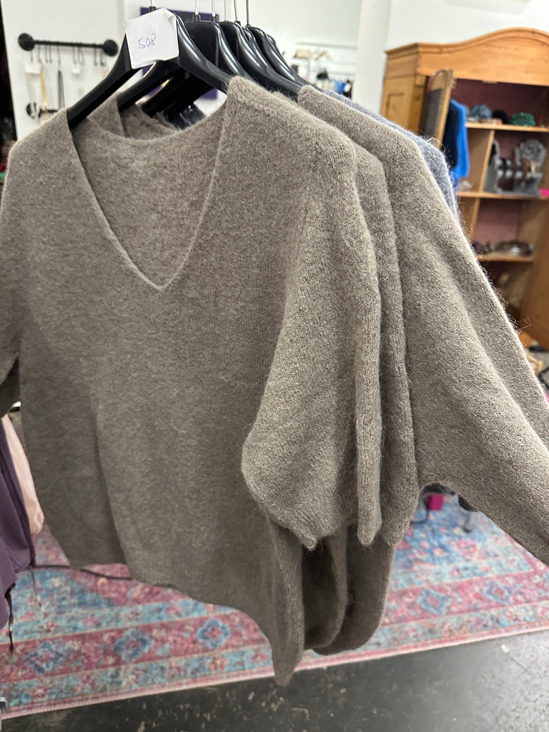 Pullover, halbarm, V- Ausschnitt, Alpaka