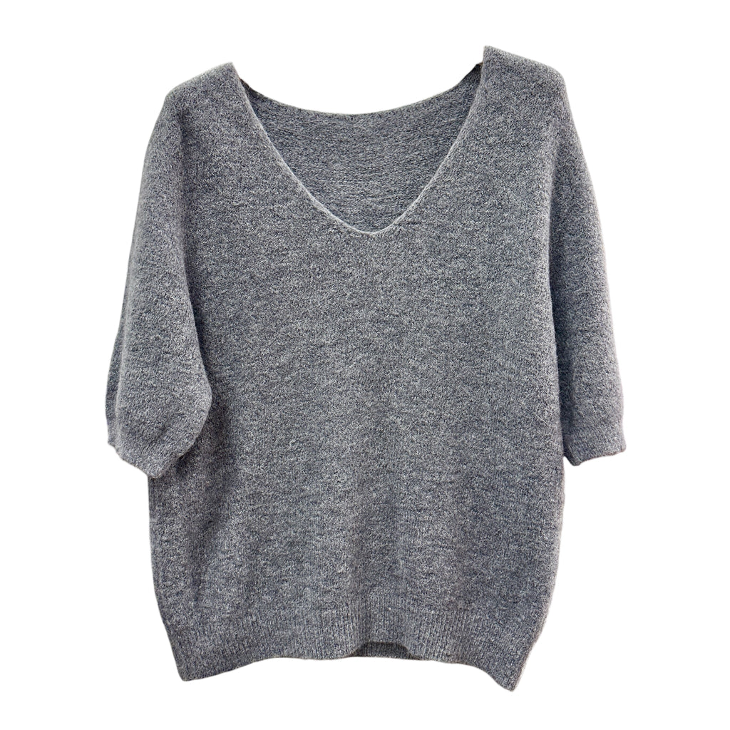 Pullover, halbarm, V- Ausschnitt, Alpaka