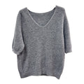 Pullover, halbarm, V- Ausschnitt, Alpaka
