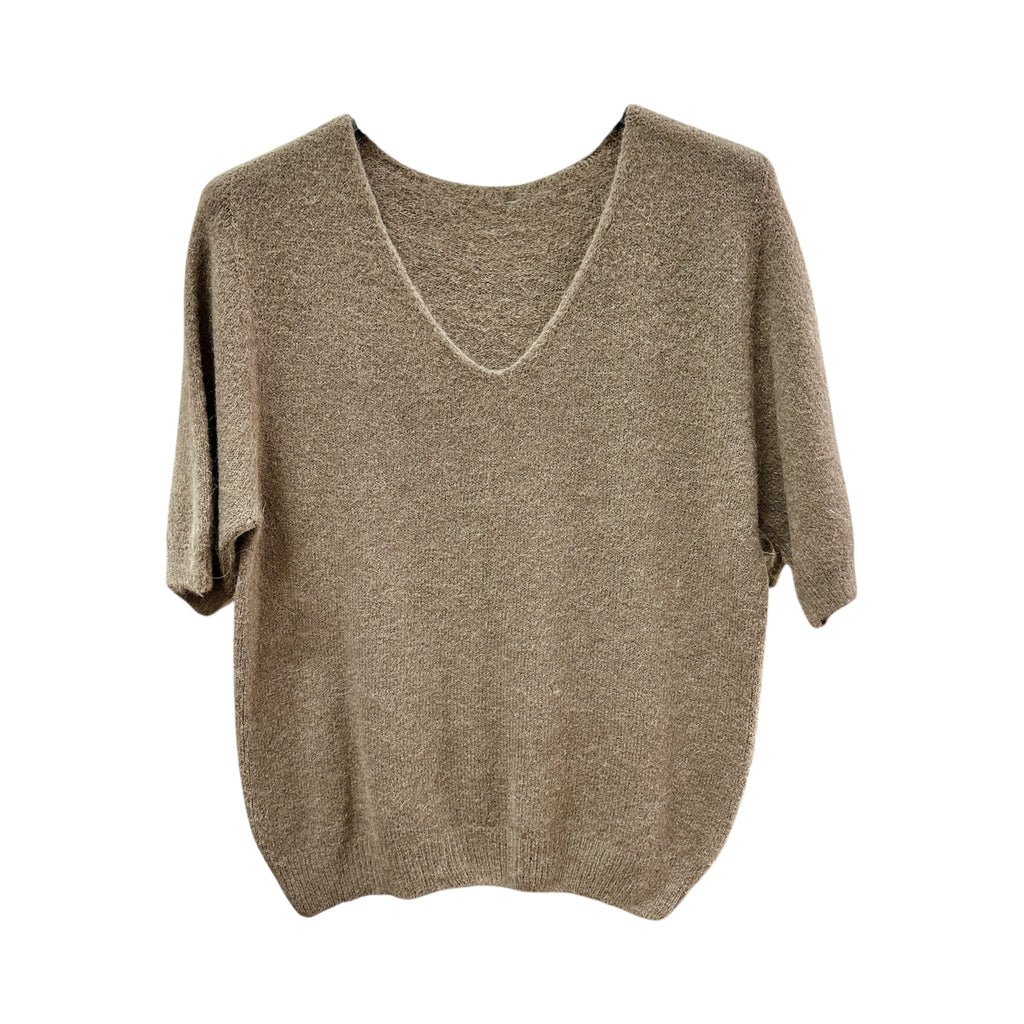 Pullover, halbarm, V- Ausschnitt, Alpaka