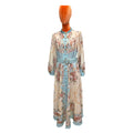 Floral Button Belt Detail maxi Dress hellblau