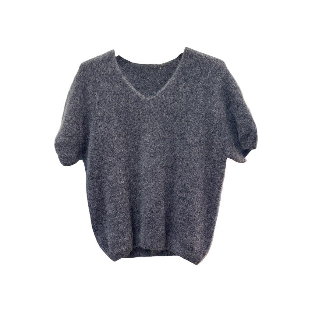 Pullover Halbarm, Kid Mohair,  V-Ausschnitt
