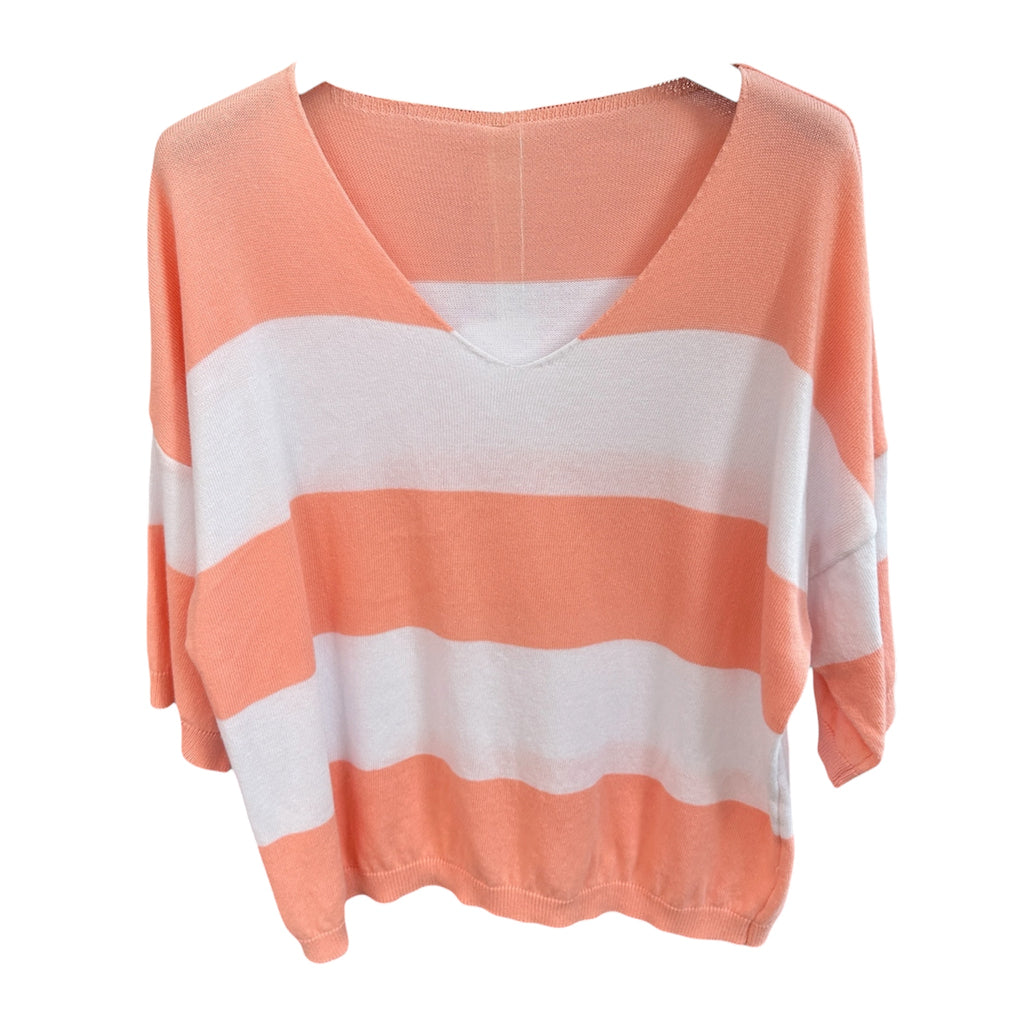 Kurzarm Pullover, Streifen, Baumwolle